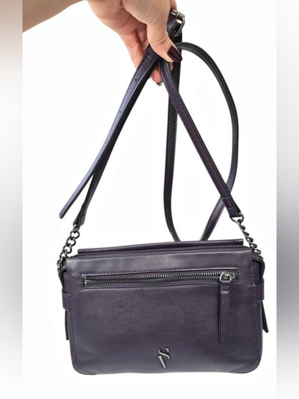 Simply Vera / Vera Wang 7384 Leather Crossbody Bag in Purple